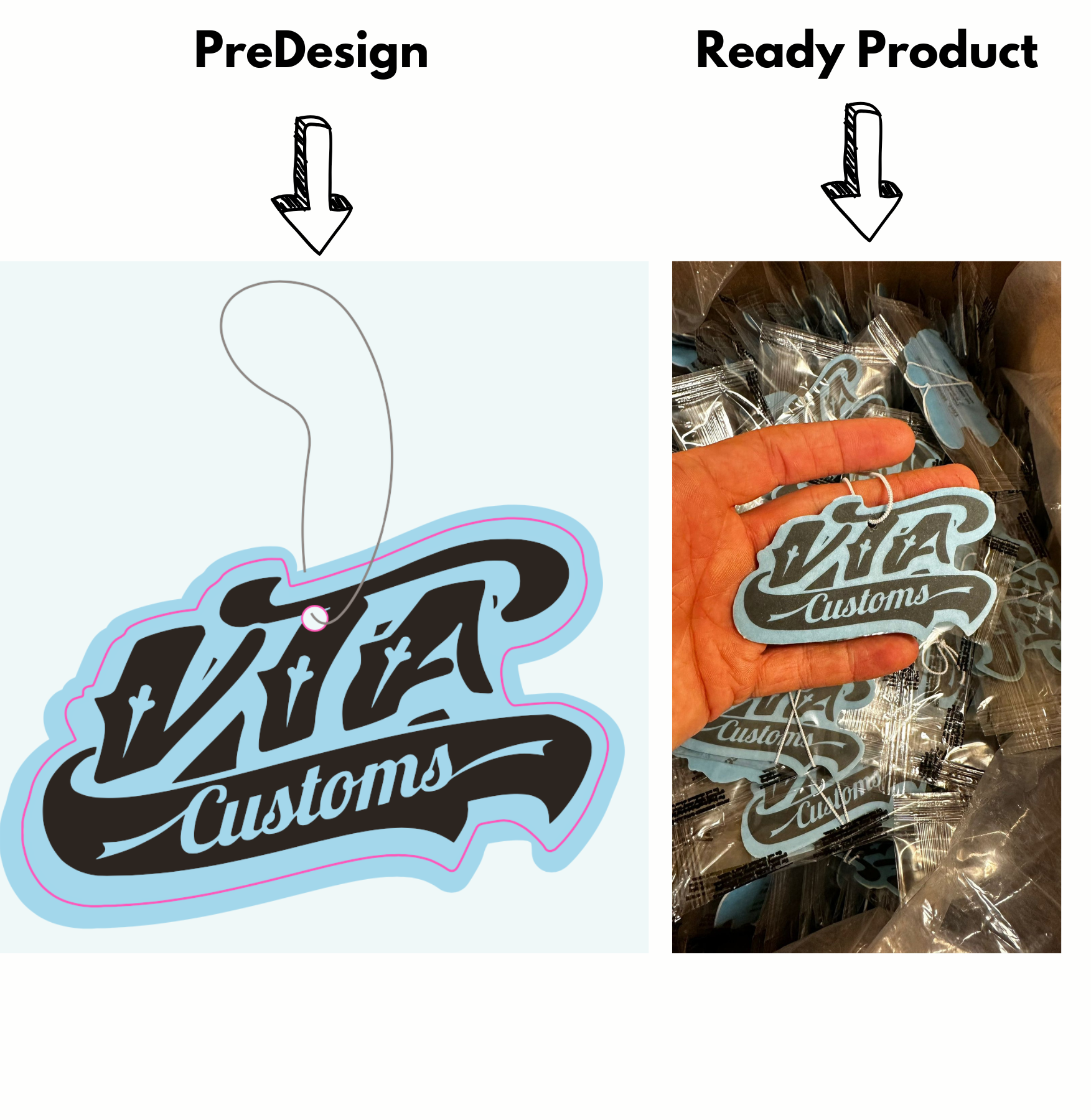 Custom car air fresheners with personalized design, perfect for small businesses and marketing campaigns