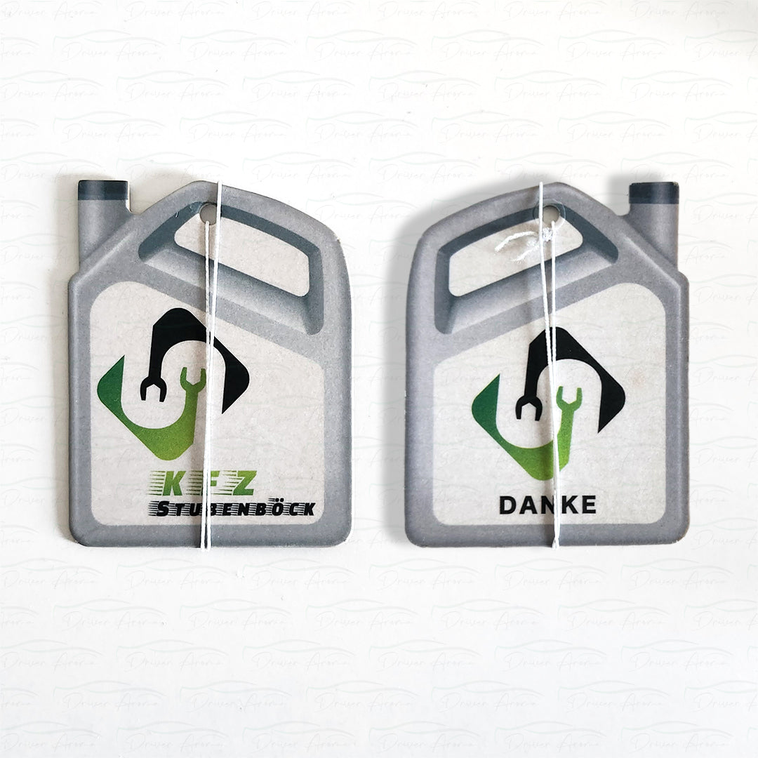 Custom logo air fresheners displayed in professional packaging, ideal for branding and giveaways