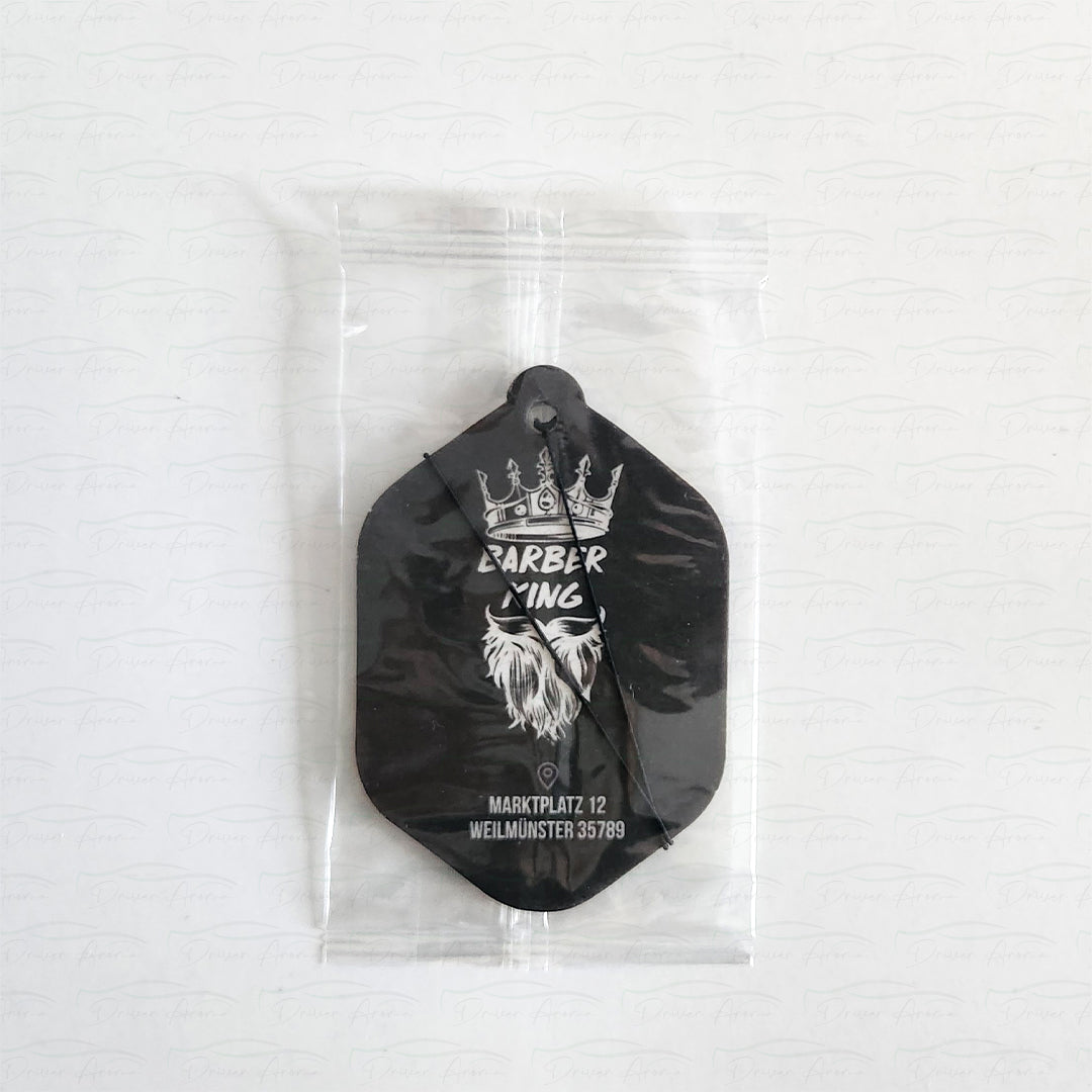 Personalized air fresheners designed for business marketing, perfect for enhancing brand visibility